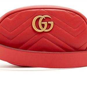 Authentic Gucci Red GG Maramont Matelass Leather